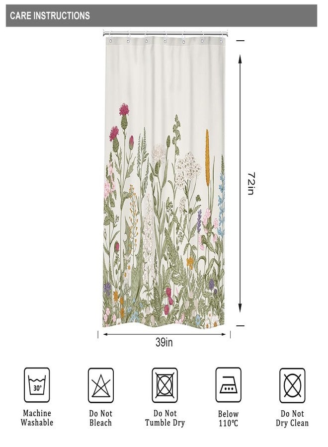 ريديكور ستارة حمام صغيرة نصفية من قماش البوليستر المقاوم للماء، بتصميم زهور برية من رييديكور، مقاس 36 بوصة عرض × 72 بوصة ارتفاع، بنمط ريفي مستوحى من الزهور والنباتات والأعشاب، مع 7 خطافات بلاستيكية. - Image 4